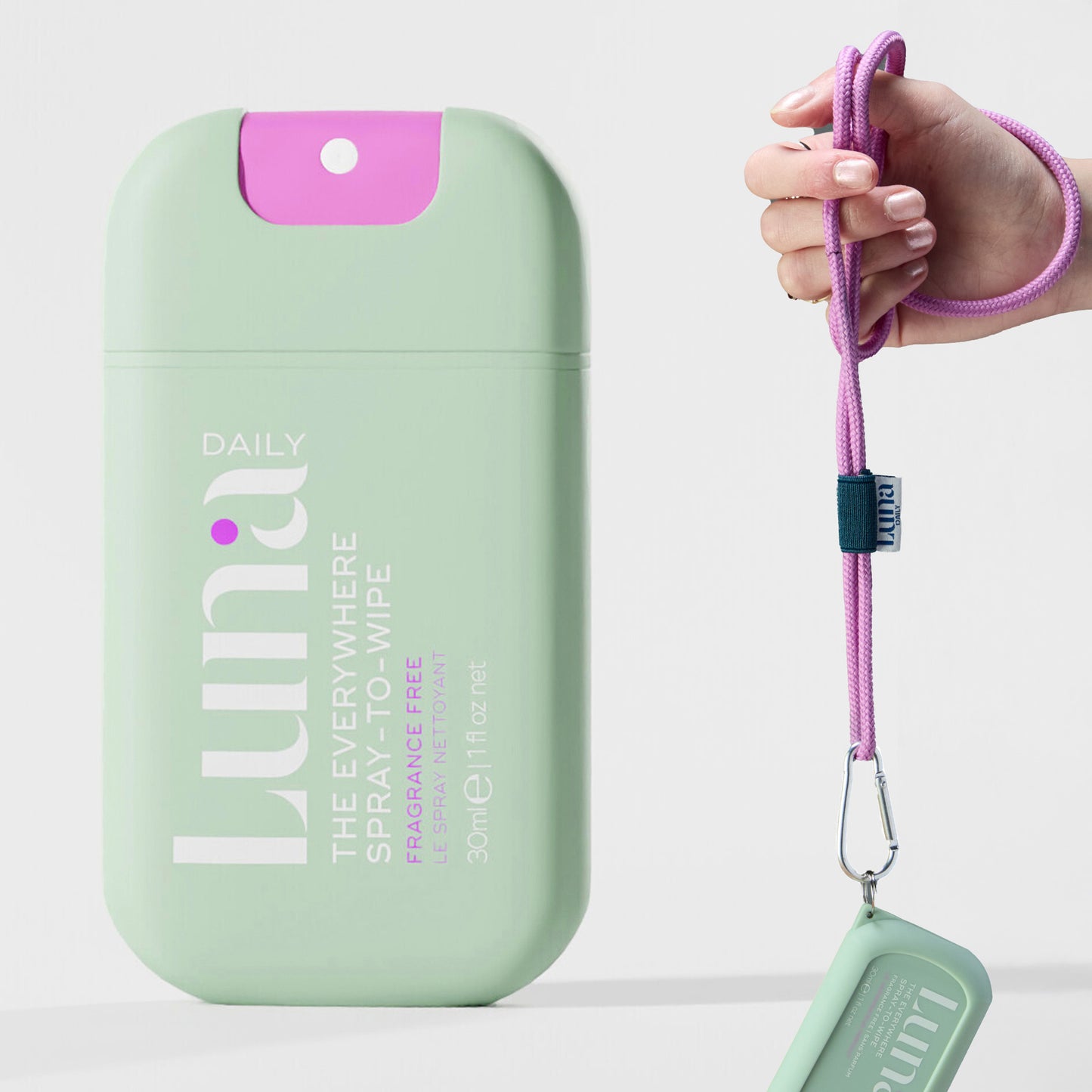 The Fragrance Free Everywhere Spray-To-Wipe Mini + Lanyard